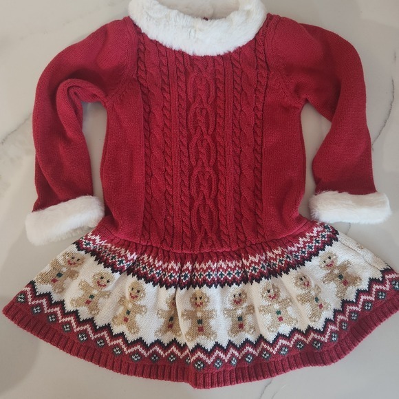 Gymboree Red Gingerbread Man Sweater Dress Baby Girls 12 18 Months - Picture 1 of 6